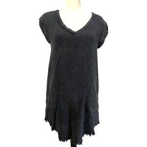Karlie Short Sleeve Faux Burlap Sheath Dress Sz Small Womens Black Cotton Short